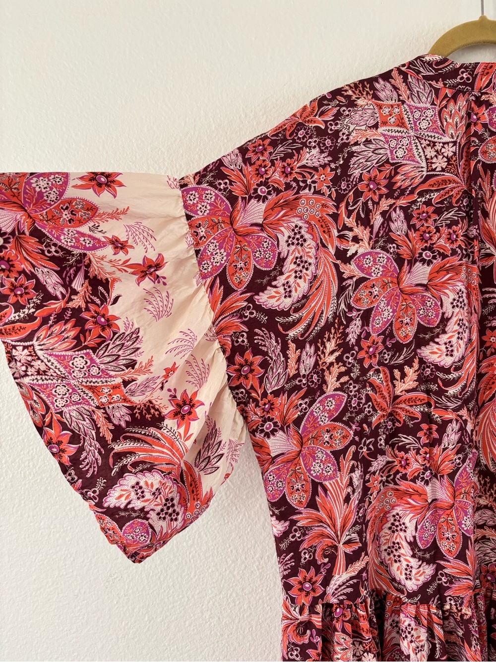 Anthropologie Janelle Floral Button Front Mini Tunic Dress Pink Combo XL - Picture 11 of 13